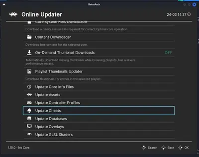 Retroarch Interface after Updating Assets