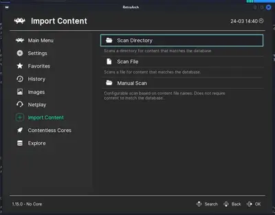 Retroarch Scan Directory Interface
